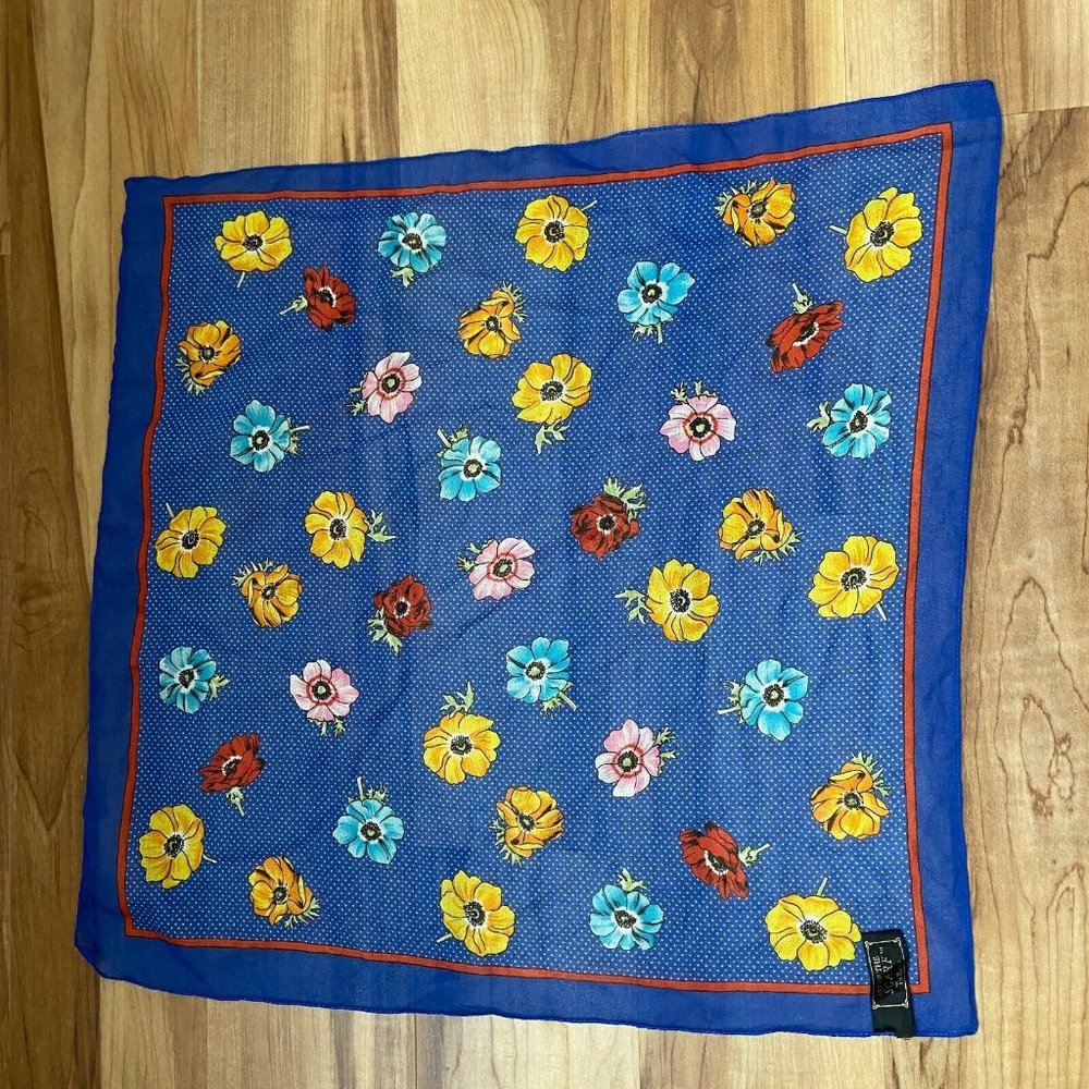 Art Of The Scarf Tie Rack Floral Sheer Scarf Bright Color Polka Dot Italy Made